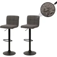 Mendler 2er-Set Barhocker MCW-G87, Tresenhocker Barstuhl, höhenverstellbar drehbar, Stoff Boucle (450g/m²) MVG dunkelgrau