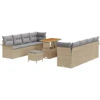vidaXL Garten-Sofa-Set mit Kissen Beige und Hellgrau 90 x 55 x 71 cm