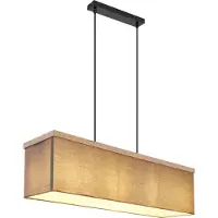 Globo Lighting Hängeleuchte Metall schwarz matt, MDF Holzoptik dunkel, Textil anthrazit, MDF Holzoptik dunkel, Kabel Textil schwarz, LxBxH: 800x200x1200mm, exkl. 4x E27 LED 9W 230V