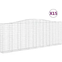 vidaXL Gabionen mit Hochbogen 15Stk. 400x30x140/160cm Verzinktes Eisen