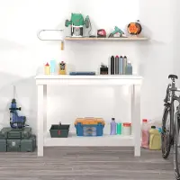 vidaXL Cloris DesignMöbel Werkbänke - Weiß Werkbank Weiß 110x50x80cm Massivholz Kiefer Schlichtes8069036