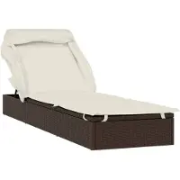 Syfax Sonnenliege mit Faltdach Braun 213x63x97 cm Poly Rattan