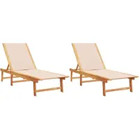 Syfax Sonnenliegen 2 Stk. Creme Massivholz Akazie und Textilene