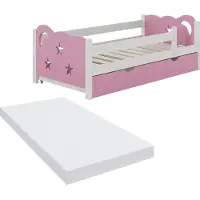 VitaliSpa Kinderbett Jessica Rosa 70x140 cm mit Schublade und Matratze, Model 40339