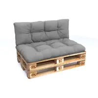 Pokar Palettenkissen mit schöner Steppung Auflage Palettensofa, Größe:Set Sitzkissen 120x80 + Rückenkissen 120x40, Farbe:Grau - Wasserdicht