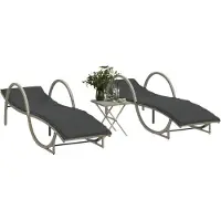 vidaXL Möbel Sonnenliegen 2 Stk. mit Tisch Hellgrau Poly Rattan - Gartenliegen 368268