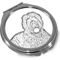 Art-Dog Russischer Schwarzer Terrier, Russkiy Tchiorny Terrier - Taschenspiegel mit Hund, personalisierter Taschenspiegel, kompakter Spiegel mit -Logo