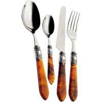 Bugatti Set 24 Bestecke Oxford Antikisierende Versilberte Zwinge Schildpatt