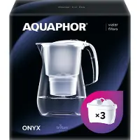 AQUAPHOR Starter-Set Onyx weiß inkl. 3 MAXFOR+ Filterkartuschen - Premium-Wasserfilter aus TRITAN, Reduziert von Kalk, Chlor & weiteren Stoffen