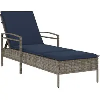 Syfax | Sonnenliege | mit Kissen Grau 63 x 200 x 81 cm Poly-Rattan