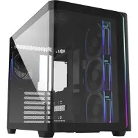 FSP M580-BP Plus Gehäuse Midi Tower mITX, mATX Schwarz ARGB, Midi Tower, PC, Schwarz, ATX, micro ATX, Mini-ITX, Glas, SPCC, 16 cm