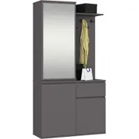 Akord Eingangsmöbel-Set ENTRO mit Kleiderschrank und Spiegel Graphitgrau 95x35x183 cm