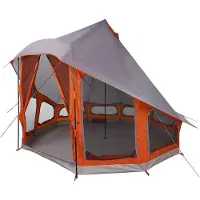 vidaXL Tipi Zelt mit Dach Grau und Orange 404 x 370 x 270 cm Taft
