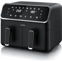 Arendo Heißluftfritteuse XXL, Doppelkammer, Dual Zone, 2in1 Backofen und Airfryer, 2x 4L, 2700W, 3D Umluft, 8 Programme, Timer, SYNC, Antihaft