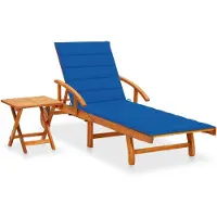 Syfax Sonnenliege mit Tisch und Auflage Akazie Massivholz