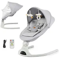 Kinderkraft TULSY Elektrischer Babywippe & Liege – 5 Schaukelgeschwindigkeiten, Bluetooth, Grau