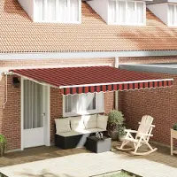 vidaXL Möbel Einziehbare Markise Gestreift Orange und Braun 400 × 300 cm Stoff - Pavillons & Partyzelte 3081634