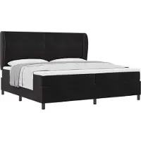 Syfax Boxspringbett mit Matratze Schwarz 200 x 200 cm Samt