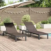 vidaXL "im Angebot" Sonnenliege - für den Garten - 1 Person - 2-Person 3 pcs Braun Poly-Rattan - Gartenliegen CC18854