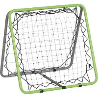 MEIYOU Fußball Rebounder / Kickback Tor, Rückprallwand Netz, beidseitig, verstellbar 5 Stufen, Metall, Grün/Schwarz, 75 x 75 x 64 cm