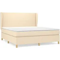 Syfax Boxspringbett mit Matratze Creme 180x200 cm Stoff