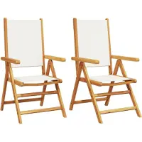 vidaXL Gartenstühle 2 Stk. Cremeweiß Massivholz Akazie & Stoff