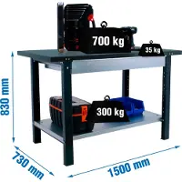 Simonwork (bancos De Trabajo) Werkbank SIMONWORK BT6L PRO METAL 1BOX 1500 ANTHRAZIT mit Parafuser
