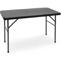 Relaxdays Gartentisch klappbar BASTIAN, rechteckig H x B x T: 74 x 121,5 x 61,5 cm, Metall, Kunststoff, Rattan-Optik, schwarz