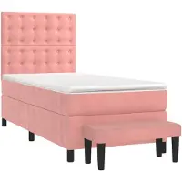 Syfax Boxspringbett mit Matratze Rosa 90x200 cm Samt