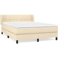 Syfax Boxspringbett mit Matratze Creme 140x200 cm Stoff