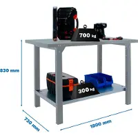 Simonwork (bancos De Trabajo) SIMONWORK BT6L PRO METAL 1800 GRAU Werkbank mit Parafuses