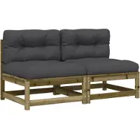 vidaXL Gartensofas ohne Armlehnen mit Kissen 2 Stk. Kiefernholz