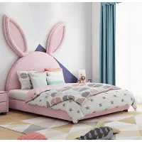 360Home Mädchen Jugendbett Kinderbett Mädchenbett Rosa Romantic Kinderzimmer Hase 1500*2000mm mit Stauraum