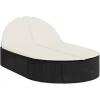 Syfax Doppel-Sonnenliege mit Kissen Schwarz Poly Rattan