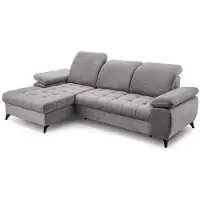 Beautysofa Ecksofa mit Schlaffunktion BELLO, Ottomane links, L-Form, Farbe: Grau (Whisper17)