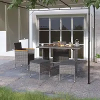 vidaXL Möbel 4-tlg. Gartenstuhl und Hocker Set Poly Rattan Grau - Gartenstühle 310615
