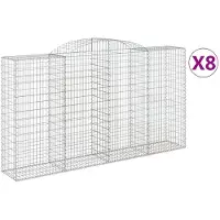vidaXL Gabionen mit Hochbogen 8 Stk. 300x50x160/180cm Verzinktes Eisen