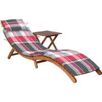 Syfax Sonnenliege mit Tisch und Auflage Massivholz Akazie