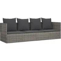 Syfax Outdoor-Loungebett mit Kissen Grau Poly Rattan