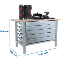 Simonwork (bancos De Trabajo) SIMONWORK BT6 PRO LAMINATE 5BOX 1200 CINZENTO/FAIA Werkbank mit Parafuser