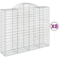 vidaXL Gabionen mit Hochbogen 8 Stk. 200x50x160/180cm Verzinktes Eisen