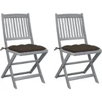 Prolenta Maison Exclusive - Klappbare Gartenstühle 2 Stk. mit Kissen Massivholz Akazie