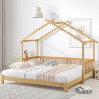 Fortuna Lai Kinderbett, Erweiterbares Baumhausbett, Hausbett, Tagesbett, Einzel- und Doppelbett, reines Massivholz, Natur (200x90cm)