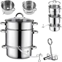 Kadax Entsafter-Topf, 8 l, Edelstahl, Dampf, Induktion, Induktion, Gas, Stahl, 3-in-1, groß