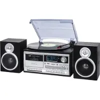 Trevi Stereo Plattenspielersystem mit Digital DAB / DAB Empfänger + Bluetooth-Encoding, Kassette, Fernbedienung in schwarz TT 1072