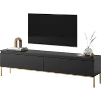 Selsey Bemmi - TV-Lowboard Schwarz mit goldenen Füßen, 175 cm