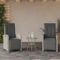 vidaXL Möbel Gartensessel mit Fußteil 2Stk. Verstellbar Hellgrau Poly Rattan 2024