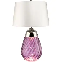 Elstead Lighting Elstead Lena Tischleuchte E27 61cm Pflaumenfarbenes Glas, Off-White-Farbton Grauweiß