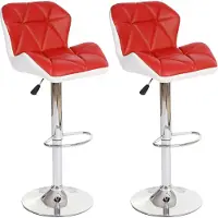 Mendler 2er-Set Barhocker MCW-A92, Barstuhl Tresenhocker, Kunstleder rot