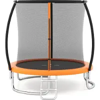 Costway Ø244cm Trampolin Outdoor, Gartentrampolin rund mit Leiter, Sicherheitsnetz, Randabdeckung&Metallrahmen, Kindertrampolin für Kinder&Erwachsene